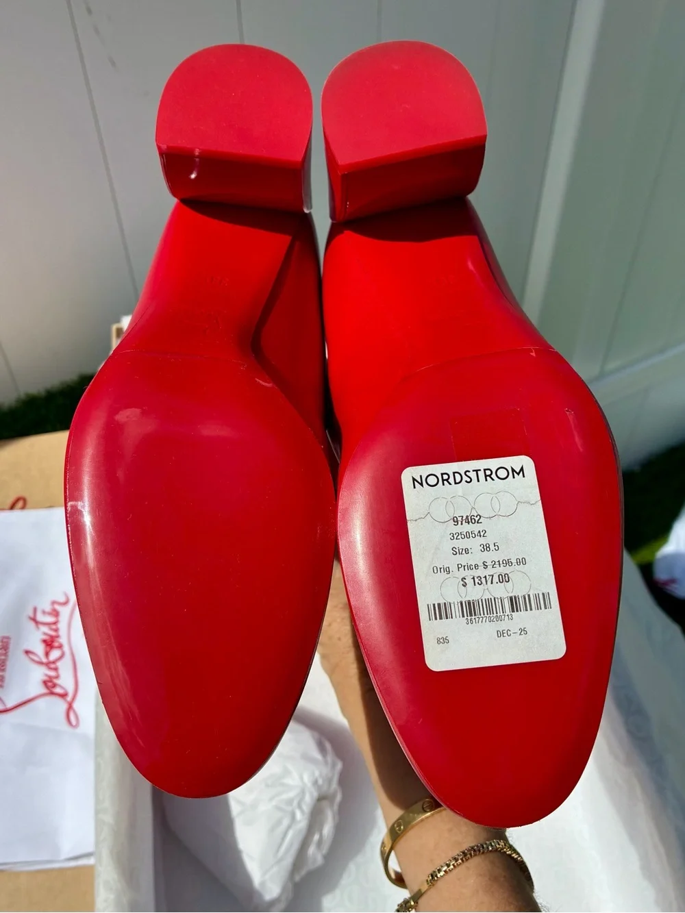 CHRISTIAN LOUBOUTIN JANITTA 55 RED LEATHER BLOCK HEEL KNEE-HIGH BOOTS SZ 38.5